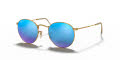 Ray-Ban RB3447 - Round Metal Matte Arista / Blue Mirror Polarized Lens (112/4L) Sunglasses - Color Image