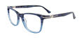 Takumi TK1133 With Magnetic Clip-On Lens Dark Blue Marbled & Crystal Blue with polarized clip on lens (050) Eyeglasses - Color Image
