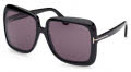 Tom Ford LORELAI BLACK SHINY / GREY (1330L1) Sunglasses - Color Image
