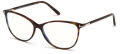 Tom Ford Blue Light Collection FT5616-B Shiny Classic Dk. Havana with Shiny Rose Gold Details / Blue Block Lenses (052) Eyeglasses - Color Image