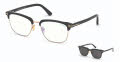Tom Ford Blue Light Collection FT5683-B Shiny Black/ Blue Block Lenses W. Smoke Clip On Lenses (001) Eyeglasses - Color Image