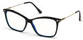 Tom Ford Blue Light Collection FT5687-B Shiny Black, Shiny Rose Gold / Blue Block Lenses (001) Eyeglasses - Color Image