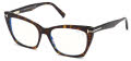Tom Ford Blue Light Collection FT5709-B Shiny Classic Dark Havana / Blue Block Lenses (052) Eyeglasses - Color Image