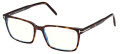 Tom Ford Blue Light Collection FT5801-B Classic Dark Havana, Shiny Rose Gold / Blue Block Lenses (052) Eyeglasses - Color Image