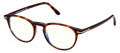 Tom Ford Blue Light Collection FT5803-B Shiny Auburn Havana / Blue Block Lenses (054) Eyeglasses - Color Image