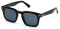 Tom Ford FT0751 - Dax Shiny Black/ Polarized Blue Lenses (01V) Sunglasses - Color Image