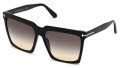 Tom Ford FT0764 - Sabrina -02 Shiny Black/ Smoke Gradient Yellow Lenses (01B) Sunglasses - Color Image