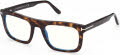 Tom Ford Blue Light Collection FT5757-B Shiny Classic Dark Havana, T Logo / Blue Block Lenses (052) Eyeglasses - Color Image