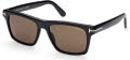 Tom Ford FT0906 - Buckley - 02 Shiny Black / Polarized Roviex Lenses (01H) Sunglasses - Color Image