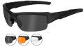 Wiley X WX Valor Black Ops - Matte Black / Smoke Grey, Clear, Rust Lenses (CHVAL06) Sunglasses - Color Image