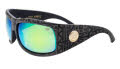 Black Flys Fly Coca Buttons LTD New Matte Black / Blue Green Mirror Polarized Lens Sunglasses - Color Image