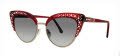 Caviar 2399 Red / Gold w Clear Crystals w Grey Lens (4) Sunglasses - Color Image
