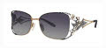 Caviar 5619 Gold/Black w/ Clear Crystals w/ Grey Lens (24) Sunglasses - Color Image