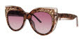 Caviar 6895 Rose Leopard w/ Clear & Pink Crystal w Rose Gradient Lens (31) Sunglasses - Color Image