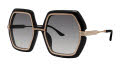 Caviar 6898 Black/ Gold w Clear Crystals w Grey Lens (24) Sunglasses - Color Image