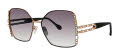 Caviar 6901 Black/ Gold w Clear Crystals w Grey Gradient Lens (24) Sunglasses - Color Image