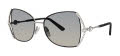 Caviar 6904 Silver/Black w/ Clear Crystals w/ Grey Lens (35) Sunglasses - Color Image