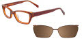 EasyClip EC293 With Magnetic Clip-On Lens Caramel and Red with Brown Clip  (10) - POLARIZED Eyeglasses - Color Image