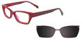 EasyClip EC293 With Magnetic Clip-On Lens Salmon & Cranberry with Grey Clip (30) - POLARIZED Eyeglasses - Color Image