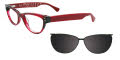 EasyClip EC312 With Magnetic Clip-On Lens Crystal Red with Grey clip (30) - POLARIZED Eyeglasses - Color Image