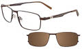 EasyClip EC477 With Magnetic Clip-On Lens Satin Dark Brown with Polarized Clip on Lens (010) Eyeglasses - Color Image