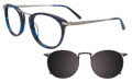 EasyClip EC485 With Magnetic Clip-On Lens Demi Blue & Silver with Polarized Clip on Lens (050) Eyeglasses - Color Image