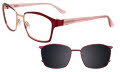 EasyClip EC497 With Magnetic Clip-On Lens Satin Dark Red & Shiny Gold (030) Eyeglasses - Color Image