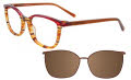 EasyClip EC503 With Magnetic Clip-On Lens Brown Marbled & Red with Polarized Clip on Lens (010) Eyeglasses - Color Image