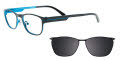 EasyClip EC269 With Magnetic Clip-On Lens Matte Black & Blue with Grey Clip (90) - POLARIZED Eyeglasses - Color Image