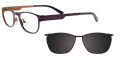 EasyClip EC269 With Magnetic Clip-On Lens Matte Dark Plum & Copper with Grey Clip (80) - POLARIZED Eyeglasses - Color Image