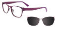 EasyClip EC288 With Magnetic Clip-On Lens Satin Dark Purple, Black & Pink with Grey Clip (80) - POLARIZED Eyeglasses - Color Image