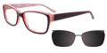 EasyClip EC375 With Magnetic Clip-On Lens Dark Plum/Light Pearl Pink with Clip on the Lenses (80) - POLARIZED Eyeglasses - Color Image