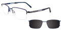 EasyClip EC408 With Magnetic Clip-On Lens Satin Dark Blue & Blue with Clip on Lenses (50) - POLARIZED Eyeglasses - Color Image
