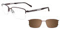 EasyClip EC408 With Magnetic Clip-On Lens Satin Dark Brown with Brown Clip on the Lenses (10) - POLARIZED Eyeglasses - Color Image