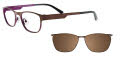 EasyClip EC269 With Magnetic Clip-On Lens Matte Dark Bronze & Mauve with Brown Clip (10) - POLARIZED Eyeglasses - Color Image