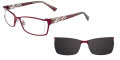 EasyClip EC289 With Magnetic Clip-On Lens Satin Dark Red with Grey Clip (30) - POLARIZED Eyeglasses - Color Image