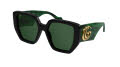 Gucci GG0956S Shiny Black / Dark Green Lens (001) Sunglasses - Color Image