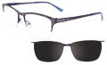 Takumi TK1065 With Magnetic Clip-On Lens Matte Navy & Silver with Clip on Lens (50)  Eyeglasses - Color Image