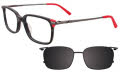 Takumi TK1079 With Magnetic Clip-On Lens Black Marbled & Red with Polarized Clip on Lens (90) Eyeglasses - Color Image