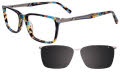 Takumi TK1080 With Magnetic Clip-On Lens Demi Blue & Steel with Polarized Clip on Lens (50)  Eyeglasses - Color Image