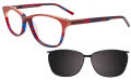 Takumi TK1084 With Magnetic Clip-On Lens Red & Blue Marbled & Light Red with clip on lens (030) Eyeglasses - Color Image