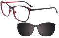 Takumi TK1090 With Magnetic Clip-On Lens Satin Black & Red with clip on lens (090) Eyeglasses - Color Image