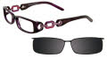 Takumi T9924 With Magnetic Clip-On Lens Violet and Marble Pink with Clip (80) Eyeglasses - Color Image