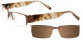 Takumi T9973 With Magnetic Clip-On Lens Satin Brown with Brown Clip (10) Eyeglasses - Color Image