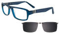 Takumi T9990 With Magnetic Clip-On Lens Dark Blue with Grey Clip (50) Eyeglasses - Color Image