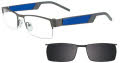 Takumi T9995-With Magnetic Clip-On Lens Satin Grey w/ Grey Clip (20) Eyeglasses - Color Image
