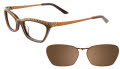 Takumi T9997 With Magnetic Clip-On Lens Brown and Beige with Brown Clip (10) Eyeglasses - Color Image