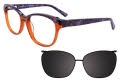 Takumi TK1018 With Magnetic Clip-On Lens Crystal Orange & Marbled Peal Blue with Clip on Lens (010) Eyeglasses - Color Image