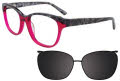 Takumi TK1018 With Magnetic Clip-On Lens Crystal Pink & Marbled Pearl Grey with Clip on Lens (030) Eyeglasses - Color Image