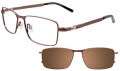 Takumi TK1025 With Magnetic Clip-On Lens Satin Brown with Clip on the Lenses (10) Eyeglasses - Color Image